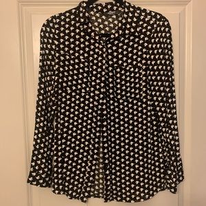 Button Down Print Blouse